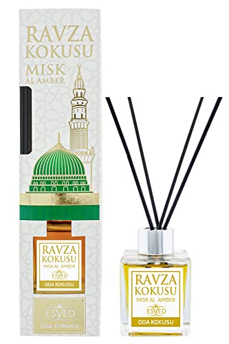 ihvan online, Reed Diffuser 3.4 FL Oz - 100 ml, Arabischer Duft Raumdiffusoren, Raumduft, Luxus-Diffusor, Ätherische Ölstäbchen, Aromatherapie-Luftreiniger, Ravza von ihvan online