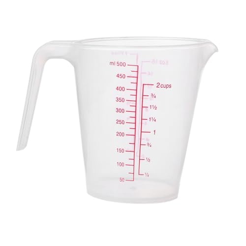 iiniim Plastik Messbecher mit Skala 250ml /500ml /1000ml Transparent Messkanne Kunststoff Mixing Cup Kunststoffbecher Küchenwerkzeug Klar B 500ML von iiniim
