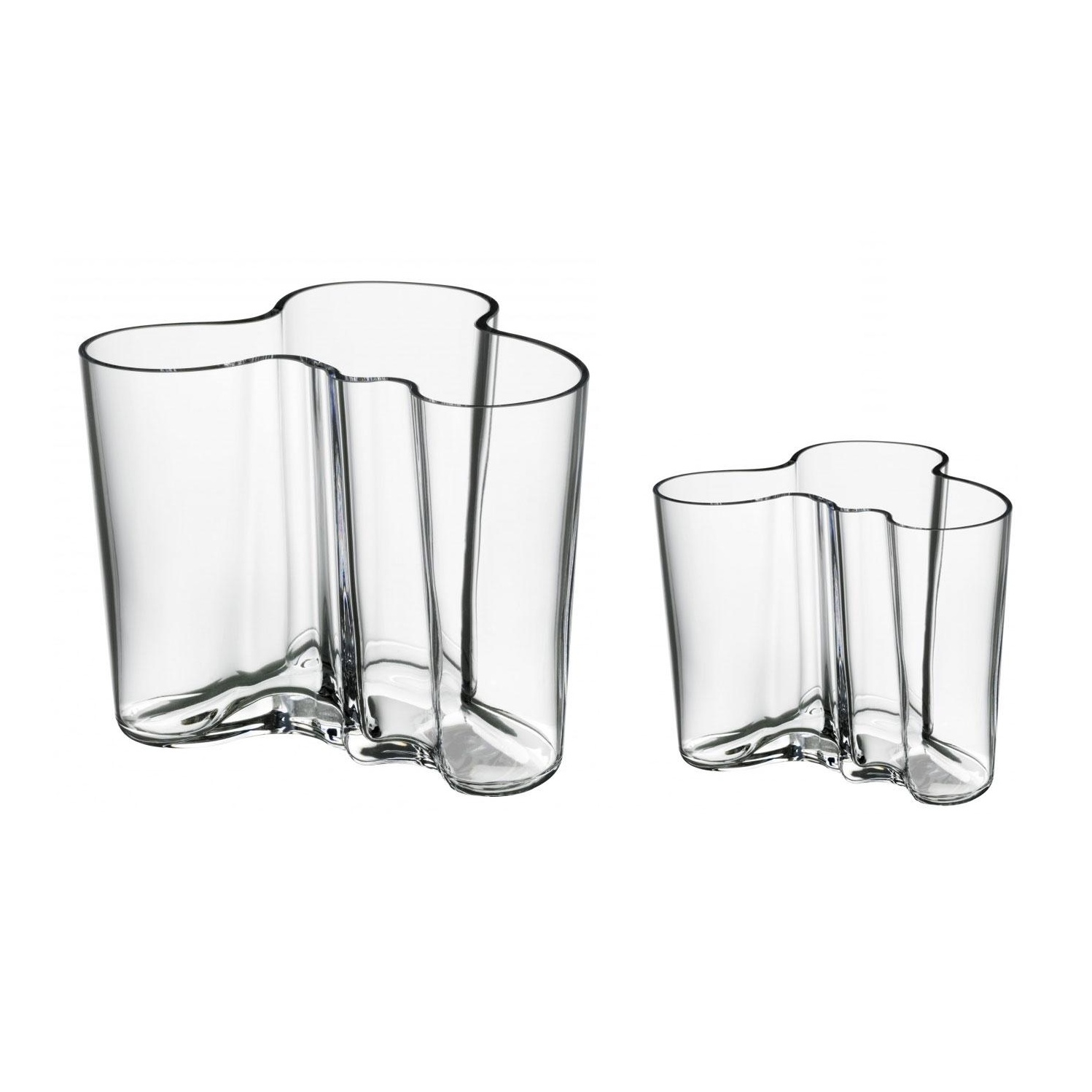 iittala - Aktionsset Alvar Aalto Vasen 2 Stück - transparent/1x Vase 160mm + 1x Vase 95mm/Handwäsche von iittala