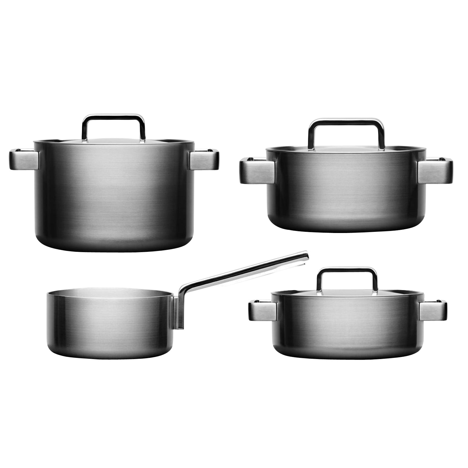 iittala - Tools Topfset 4-teilig - edelstahl/gebürstet/Kochtopf 2l + 3l + 4l /Kasserolle 2l ohne Deckel von iittala