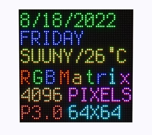 64x64 RGB LED Matrix Panel Full Color for Raspberry Pi/Ardui 192x192 mm 3mm Pitch 4096 LEDs Adjustable Brightness von iiunius