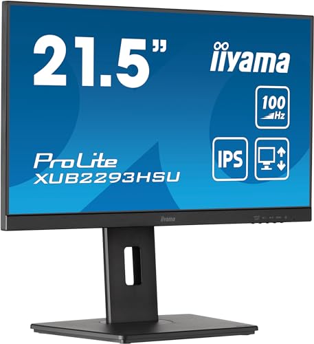iiyama Prolite XUB2293HSU-B6 54,5cm 21,5" IPS LED-Monitor Full-HD 100Hz HDMI DP USB2.0 Slim-Line Höhenverstellung Pivot FreeSync schwarz von iiyama