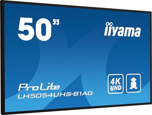 iiyama Prolite LH5054UHS-B1AG 125.7cm 49,5" Digital Signage Display VA LED Panel 4K UHD VGA DVI HDMI DP in/Out USB2.0 RS-232c RJ45 Mediaplayer Android-OS WiFi SDM-L Micro-SD 24/7 schwarz von iiyama