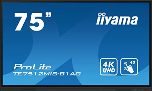 Iiyama Prolite TE7512MIS-B1AG 189.3cm 74,5" IPS LED Large Format Display 4K UHD 40 Touchpunkte PureTouch-IR VGA HDMI USB-C USB3.0/2.0 RS-232c RJ45 HDMI-Out 7H OPS-Slot WiFi Android OS AntiGlare von iiyama