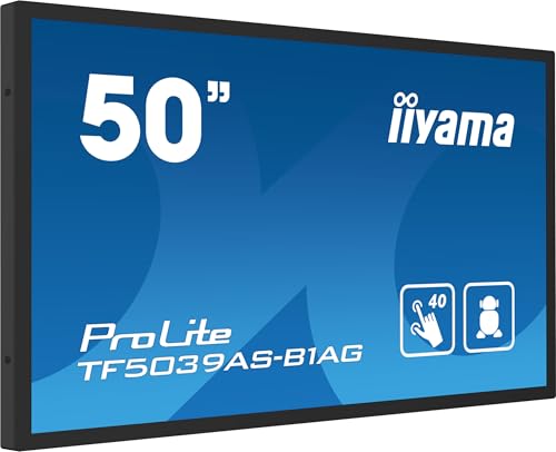 Iiyama Prolite TF5039AS-B1AG 125.7cm 49,5" VA LED-Monitor 4K UHD Open Frame 40 Punkt Multitouch Bonded PCAP kapazitiv HDMI DP RJ45 RS-232c USB2.0 IP65 Android OS AntiGlare Touch-durch-Glass 24/7 von iiyama