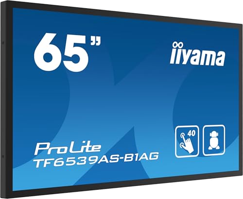 Iiyama Prolite TF6539AS-B1AG 163,9cm 64,5" IPS LED-Monitor 4K UHD Open Frame 40 Punkt Multitouch Bonded PCAP kapazitiv HDMI DP RJ45 RS-232c USB2.0 IP65 Android OS AntiGlare Touch-durch-Glass 24/7 von iiyama