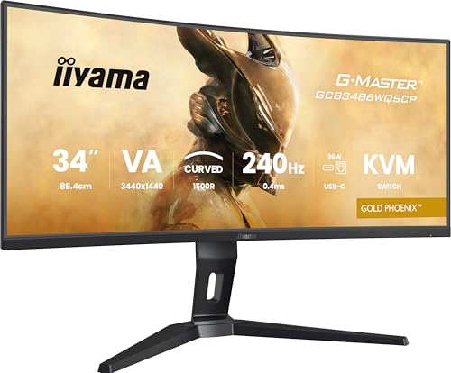 iiyama Monitor G-Master GCB3486WQSCP-B1 34" UltraWide QHD 240Hz HDR400 FreeSync Premium Curvo USB-C von iiyama