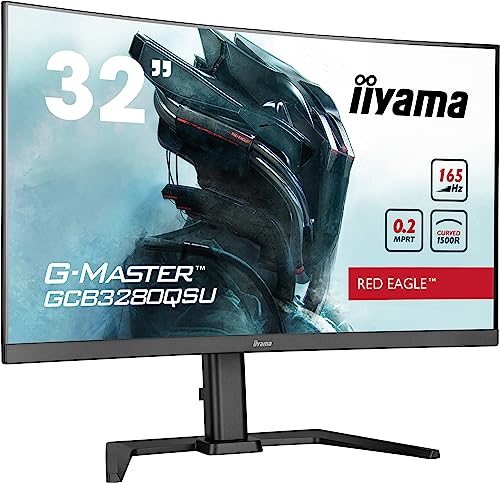 iiyama G-Master Red Eagle GCB3280QSU-B1 Curved 80cm 31,5“ VA LED Gaming Monitor WQHD HDMI DP USB3.0 0.2ms 165Hz HDR FreeSync Höhenverstellung von iiyama