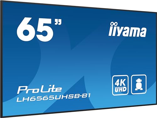 iiyama Prolite LH6565UHSB-B1 163,9cm 64,5" Digital Signage Display IPS LED Panel 4K UHD HDMI DP USB2.0 RS-232c RJ45 Audio-Out Mediaplayer Android-OS WiFi 24/7 800 cd/m² schwarz von iiyama