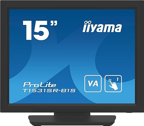 iiyama ProLite T1531SR-B1S 38 cm 15" VA LED-Monitor XGA Single Touch resistiv VGA HDMI DP IP54 Front schwarz von iiyama