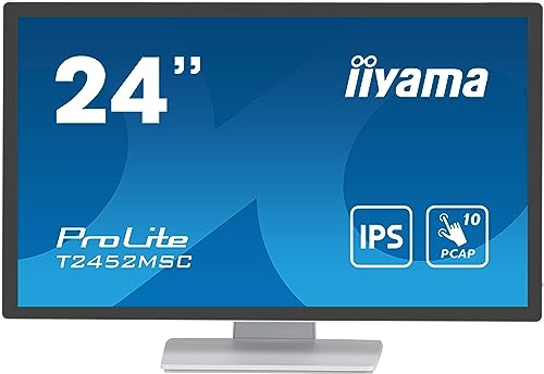 iiyama ProLite T2452MSC-W1 60,5 cm 23,8" IPS LED Monitor FullHD 10 Punkt Multitouch kapazitiv HDMI DP USB3.0 7H Anti-Fingerprint weiss von iiyama