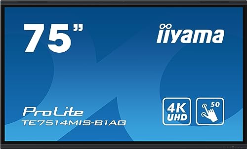 Iiyama Prolite TE7514MIS-B1AG 189,3cm 75" VA LED Large Format Display 4K UHD 50 Touchpunkte PureTouch-IR+ HDMI DP USB-C USB3.0/2.0 RS-232c RJ45 HDMI-Out 7H OPS-Slot WiFi Android OS AntiGlare 24/7 von iiyama