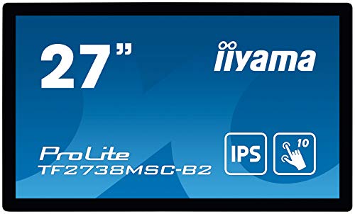 iiyama ProLite TF2738MSC-B2 68,6cm 27" IPS LED-Monitor Full-HD Open Frame 10 Punkt Multitouch kapazitiv DVI HDMI DP 6H IPX1 16/7, schwarz von iiyama