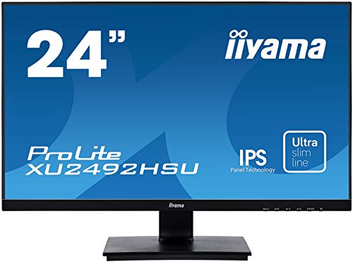 iiyama Prolite XU2492HSU-B1 60,5cm (23,8") IPS LED-Monitor Full-HD (VGA, HDMI, DisplayPort, USB2.0) Ultra-Slim-Line, schwarz von iiyama