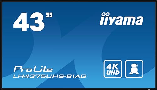 iiyama Prolite LH4375UHS-B1AG 108cm 42,5" Digital Signage Display IPS LED Panel 4K UHD HDMI DP in/Out USB2.0 RS-232c RJ45 Mediaplayer Android-OS WiFi SDM-S Micro-SD 24/7 schwarz von iiyama