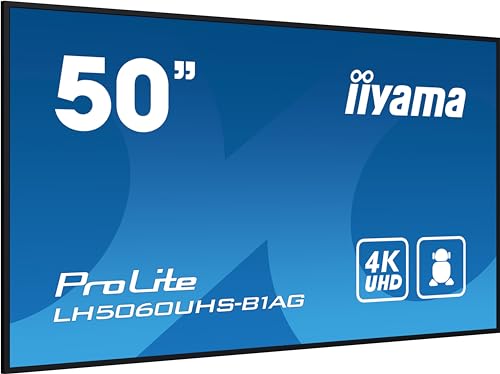 iiyama Prolite LH5060UHS-B1AG 125.7cm 49.5" Digital Signage Display IPS LED Panel 4K UHD HDMI Audio-Out USB2.0 RS-232c RJ45 Mediaplayer Android 11 OS WiFi 24/7 schwarz von iiyama