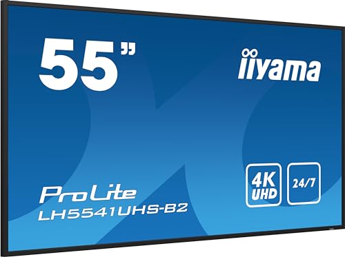 iiyama Prolite LH5541UHS-B2 139cm 54.6" Digital Signage Display IPS LED Panel 4K UHD VGA HDMI Audio-in/Out USB2.0 RS-232c RJ45 Mediaplayer 24/7 schwarz von iiyama
