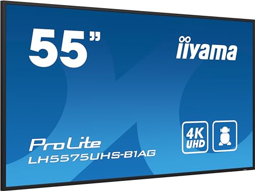 iiyama ProLite LH5575UHS-B1AG 139cm 54,6" Digital Signage Display IPS LED Panel 4K UHD HDMI DP in/out USB2.0 RS-232c RJ45 Mediaplayer Android-OS WiFi SDM-L micro-SD 24/7 schwarz von iiyama