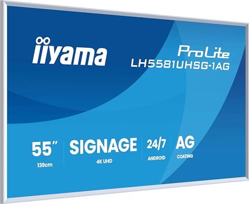 iiyama Prolite LH5581UHSG-1AG 138.7cm 54,6“ Digital Signage Display VA LED Panel 4K UHD HDMI USB-C USB2.0 RS-232c RJ45 Android 14 OS iiSignage² WiFi Mediaplayer 24/7 AntiGlare weiß Abnehmbarer Rahmen von iiyama