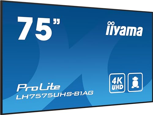 iiyama Prolite LH7575UHS-B1AG 189,3cm 75" Digital Signage Display IPS LED Panel 4K UHD HDMI DP in/Out USB2.0 RS-232c RJ45 Mediaplayer Android-OS WiFi SDM-L Micro-SD 24/7 schwarz von iiyama