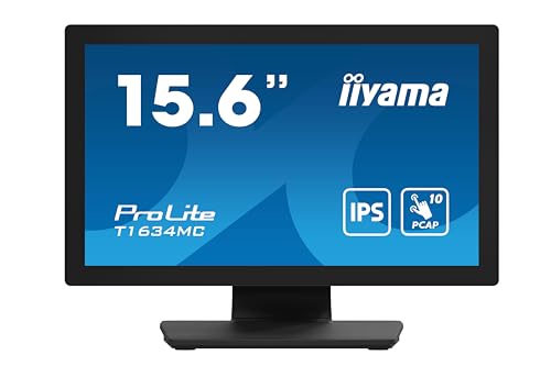 iiyama Prolite T1634MC-B1S 39,5cm 15,6" IPS LED-Monitor Full HD 10 Punkt Multitouch kapazitiv VGA HDMI DP 7H IP65 Touch-durch-Glas Anti-Fingerprint schwarz von iiyama