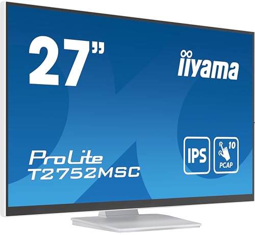 iiyama Prolite T2752MSC-W1 68.6cm 27" IPS LED Monitor FullHD 10 Punkt Multitouch optisch gebondet kapazitiv HDMI DP USB3.2 7H Anti-Fingerprint Weiss von iiyama