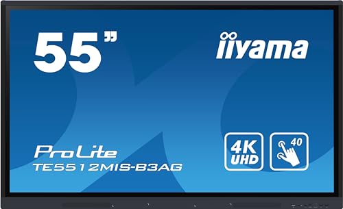 iiyama ProLite TE5512MIS-B3AG 138,8cm 55" IPS LED Large Format Display 4K UHD 40 Touchpunkte PureTouch-IR VGA HDMI USB-C USB3.2/2.0 RS-232c RJ45 HDMI-out 7H OPS-Slot WiFi Android OS AntiGlare von iiyama