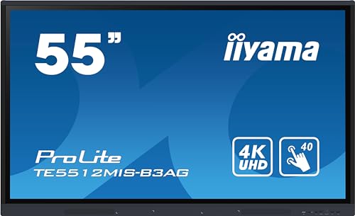 iiyama Prolite TE5512MIS-B3AG 138,8cm 55" IPS LED Large Format Display 4K UHD 40 Touchpunkte PureTouch-IR VGA HDMI USB-C USB3.2/2.0 RS-232c RJ45 HDMI-Out 7H OPS-Slot WiFi Android OS AntiGlare von iiyama