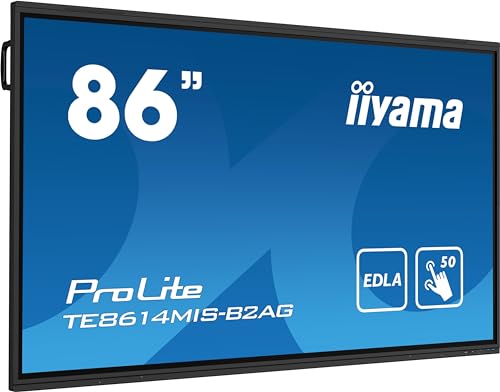 iiyama Prolite TE8614MIS-B2AG 217,4cm 85,6" VA LED Large Format Display 4K UHD 50 Touchpunkte PureTouch-IR+ HDMI DP USB-C USB3.0/2.0 RS-232c RJ45 HDMI-Out 7H OPS-Slot WiFi Android OS AntiGlare 24/7 von iiyama