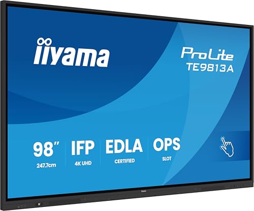 iiyama Prolite TE9813A-B1AG 247.7cm 97.5" IPS LED Large Format Display 4K UHD 40 Touchpunkte PureTouch-IR⁺ HDMI DP USB-C USB3.2 RS-232c RJ45 HDMI-Out 7H OPS WiFi Android 14 OS iiControl NFC AntiGlare von iiyama