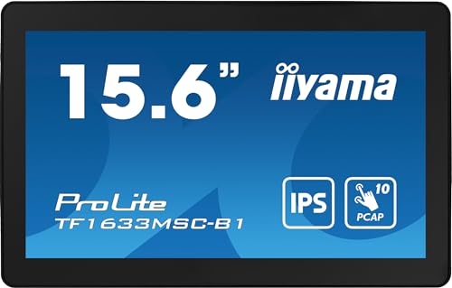 iiyama Prolite TF1633MSC-B1 39,5cm 15,6" IPS LED-Monitor Full-HD Open Fram 10 Punkt Multitouch kapazitiv HDMI DP USB2.0 IP54 schwarz von iiyama