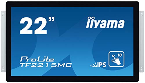 iiyama Prolite TF2215MC-B2 54,6cm (21,5") IPS LED-Monitor Full-HD Open Frame 10 Punkt Multitouch kapazitiv (VGA, HDMI, DisplayPort) IP65 Front, Touch durch Glas, Ant-Fingerprint, schwarz von iiyama