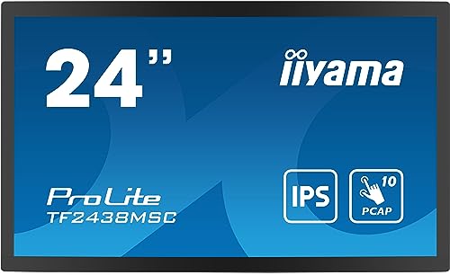 iiyama Prolite TF2438MSC-B1 60,5cm 23,8" IPS LED-Monitor Full-HD Open Frame 10 Punkt Multitouch kapazitiv optisch gebonded HDMI DP USB3.2 7H IP1X Touch-durch-Glas Anti-Fingerprint Metallgehäuse von iiyama