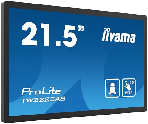 iiyama Prolite TW2223AS-B2 54,6cm 21,5" VA LED-Monitor Full-HD 10 Punkt Multitouch kapazitiv HDMI Audio Out USB2.0 USB3.2 RJ45 Android OS WiFi Bluetooth SD Slot 6H 24/7 von iiyama