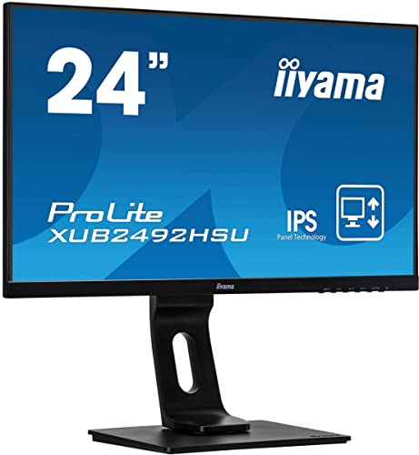 iiyama Prolite XUB2492HSU-B5 60,5cm (23,8") IPS LED-Monitor Full-HD (VGA, HDMI, DisplayPort, USB2.0) Ultra-Slim-Line, Höhenverstellung, Pivot, schwarz von iiyama