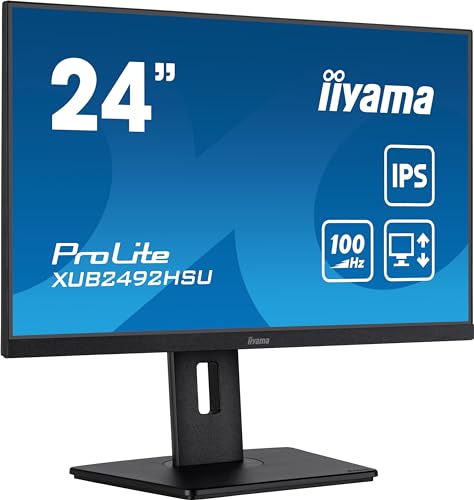 iiyama Prolite XUB2492HSU-B6 60,5cm 23,8" IPS LED-Monitor Full-HD 100Hz HDMI DP USB3.2 Höhenverstellung Pivot FreeSync schwarz von iiyama