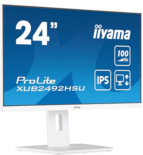 iiyama Prolite XUB2492HSU-W6 60,5cm 23,8" IPS LED-Monitor Full-HD 100Hz HDMI DP USB3.2 Höhenverstellung Pivot FreeSync weiß von iiyama