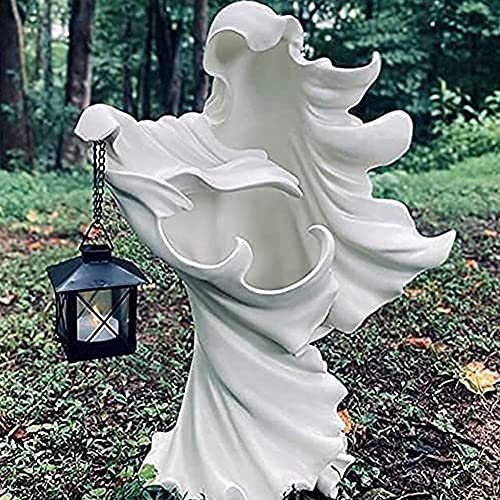 Hells Messenger mit Laterne - Halloween Ghost Statue Laterne,Hölle Messenger Dekoration Lampe,Hexen Statue Gartenfiguren aus Harz Gartendeko,Hexen Figuren Deko Statue,Ornamente für Vorgarten,Rasen von ikasus