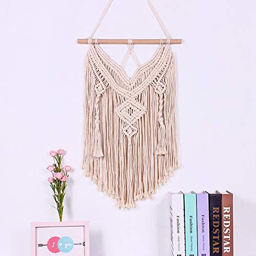 Makramee Wandbehang Boho Deko,Spitzen Quasten Woven Wanddeko Wandteppich,Handgemacht Böhmische Tapisserie Gewebte Handgefertigt Haus Dekoration Home Decor Wohnzimmer Schlafzimmer Dekor Raumdekoration von ikasus