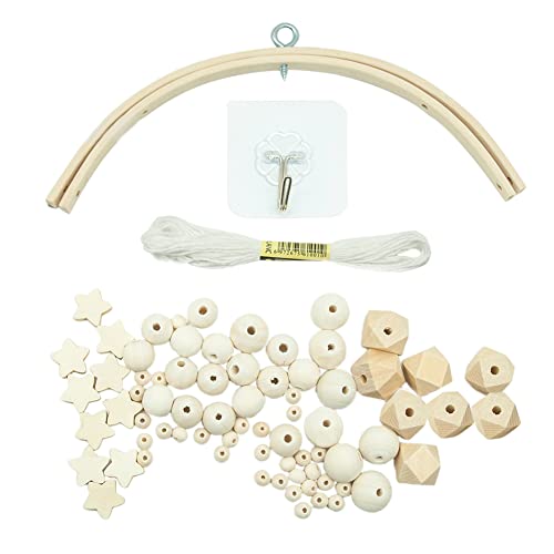 ikasus DIY Holzmobile Windspiel Natürliches Handwerk Holzringe Beads Baby Mobile Glocke Kit Handgemacht Spielzeug Glocke für Kinder Kinderzimmer Deko Babybett Kinderbett Ornament von ikasus