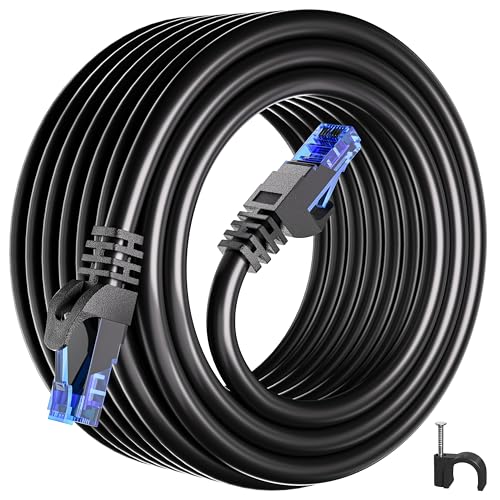 Cat 6 20m Netzwerkkabel, LAN Kabel 20meter Lange RJ45 Kabel High Speed, Gigabit Ethernet Kabel Internet Schwarz 10/100/1000Mbit/s, Rund Installationskabel Patchkabel für Router Switch Modem (20 Clips) Cat 6 20m Netzwerkkabel, LAN Kabel 20meter Lange RJ45 Kabel High Speed, Gigabit Ethernet Kabel Internet Schwarz 10/100/1000Mbit/s, Rund Installationskabel Patchkabel für Router Switch Modem (20 Clips) von ikbc