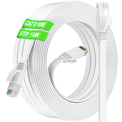 LAN Kabel 10 meter Weiß, Cat 6 Netzwerkkabel 10m Flach Hochgeschwindigkeits UTP Ethernet Kabel, Internet Kabel RJ45 Patchkabel für Router Switch Modem Notebook PC Xbox PS5/4 Patch Panel (10 Clips) LAN Kabel 10 meter Weiß, Cat 6 Netzwerkkabel 10m Flach Hochgeschwindigkeits UTP Ethernet Kabel, Internet Kabel RJ45 Patchkabel für Router Switch Modem Notebook PC Xbox PS5/4 Patch Panel (10 Clips) von ikbc