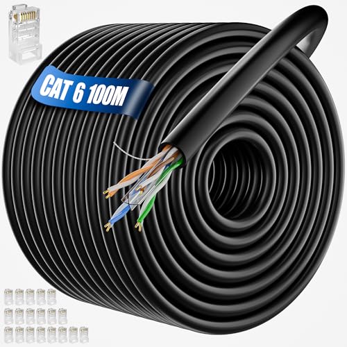 LAN Kabel 100 Meter Outdoor, Bulk Netzwerkkabel 100m Verlegekabel Cat 6, Außen Lang RJ45 Kabel 100m Ethernet Kabel 250MHz, 23AWG UTP Schwarz Gigabit Internet Kabel Wasserdicht für Router Switch Modem LAN Kabel 100 Meter Outdoor, Bulk Netzwerkkabel 100m Verlegekabel Cat 6, Außen Lang RJ45 Kabel 100m Ethernet Kabel 250MHz, 23AWG UTP Schwarz Gigabit Internet Kabel Wasserdicht für Router Switch Modem von ikbc