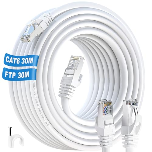 ikbc LAN Kabel 30 meter, Cat 6 Netzwerkkabel 30m FTP Geschirmt Ethernet Kabel, High speed Internetkabel 30m Gigabit RJ45 Kabel 23AWG Patchkabel für Router PS4/5 Router (30 Clips) ikbc LAN Kabel 30 meter, Cat 6 Netzwerkkabel 30m FTP Geschirmt Ethernet Kabel, High speed Internetkabel 30m Gigabit RJ45 Kabel 23AWG Patchkabel für Router PS4/5 Router (30 Clips) von ikbc