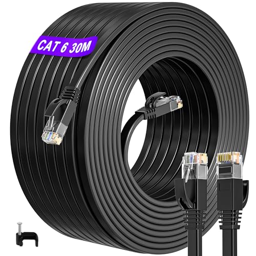 ikbc LAN Kabel 30 Meter, Netzwerkkabel 30m Cat 6 Hochgeschwindigkeits Gigabit Internet Kabel, Flach RJ45 Kabel Wasserdicht Ethernet Kabel 30m Schwarz für Router Modem PS4/5 (30 Clips) ikbc LAN Kabel 30 Meter, Netzwerkkabel 30m Cat 6 Hochgeschwindigkeits Gigabit Internet Kabel, Flach RJ45 Kabel Wasserdicht Ethernet Kabel 30m Schwarz für Router Modem PS4/5 (30 Clips) von ikbc