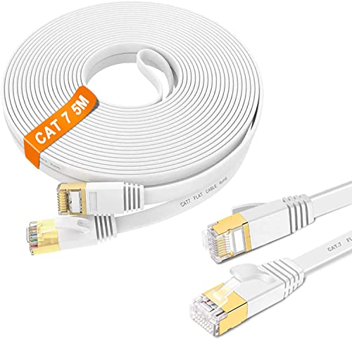 LAN Kabel 5meter, Cat 7 Netzwerkkabel 5m Flach Weiß Ethernet Kabel Hochgeschwindigkeit 10000Mbits 600MHz, Schirmung RJ45 Internet Kabel S/FTP, Gigabit Patchkabel für Router Switch Modem PC (5 Clips) LAN Kabel 5meter, Cat 7 Netzwerkkabel 5m Flach Weiß Ethernet Kabel Hochgeschwindigkeit 10000Mbits 600MHz, Schirmung RJ45 Internet Kabel S/FTP, Gigabit Patchkabel für Router Switch Modem PC (5 Clips) von ikbc