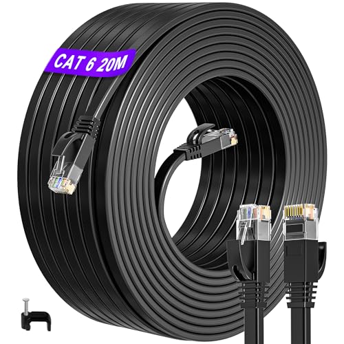 ikbc LAN Kabel 20 meter, Flach Netzwerkkabel 20m Schwarz, Hochgeschwindigkeits Ethernet Kable 20m, Gigabit Internet Kabel 1000Mbps 250Mhz, Cat6 RJ45 Patchkabel für Router Switch Modem ikbc LAN Kabel 20 meter, Flach Netzwerkkabel 20m Schwarz, Hochgeschwindigkeits Ethernet Kable 20m, Gigabit Internet Kabel 1000Mbps 250Mhz, Cat6 RJ45 Patchkabel für Router Switch Modem von ikbc