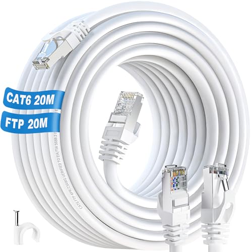 ikbc LAN Kabel 20 meter, Cat 6 Netzwerkkabel 20m FTP Abschirmung Ethernet Kabel, Hochgeschwindigkeit Gigabit 23AWG RJ45 Kabel 20m Cat6 Outdoor Indoor Patchkabel für Router PS4/5 (20 kabelschellen) ikbc LAN Kabel 20 meter, Cat 6 Netzwerkkabel 20m FTP Abschirmung Ethernet Kabel, Hochgeschwindigkeit Gigabit 23AWG RJ45 Kabel 20m Cat6 Outdoor Indoor Patchkabel für Router PS4/5 (20 kabelschellen) von ikbc
