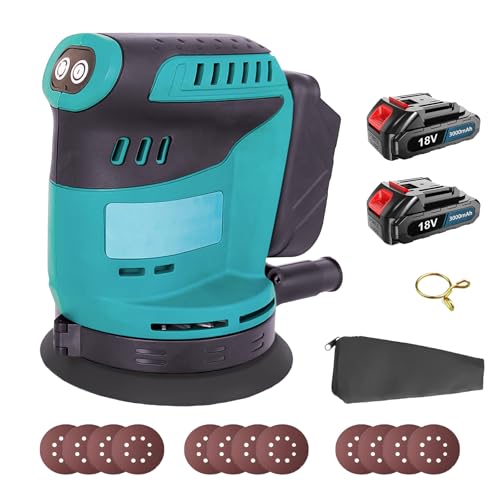 Akku Exzenterschleifer 125mm, Ersatz für Makita DBO180Z, Kabellose Elektroschleifer mit 3 Leistungsstufe, für Holzbearbeitung, Metallbearbeitung, 2 x 3000mAh Akku und Ladegerät Akku Exzenterschleifer 125mm, Ersatz für Makita DBO180Z, Kabellose Elektroschleifer mit 3 Leistungsstufe, für Holzbearbeitung, Metallbearbeitung, 2 x 3000mAh Akku und Ladegerät von ikeborm