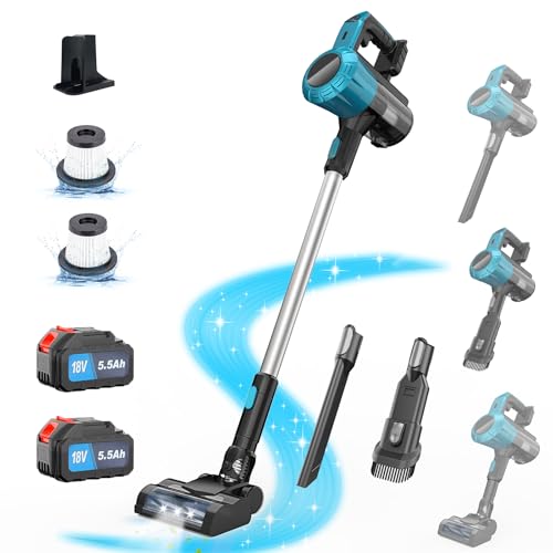 Akku Staubsauger für Makita Akku 18V, 45000Pa Staubsauger Kabellos, 550W Leichter Handstaubsauger mit 2 * 5500mAh Batterien für Tierhaare Holzböden Fliesen Teppiche und Autoinnenräume Akku Staubsauger für Makita Akku 18V, 45000Pa Staubsauger Kabellos, 550W Leichter Handstaubsauger mit 2 * 5500mAh Batterien für Tierhaare Holzböden Fliesen Teppiche und Autoinnenräume von ikeborm